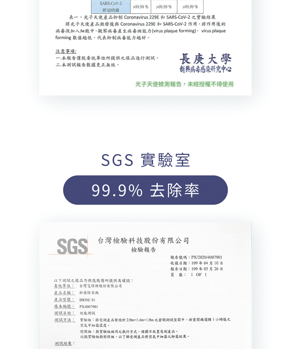 SGS檢驗:99.9%去除 SGS檢驗:99.9%去除